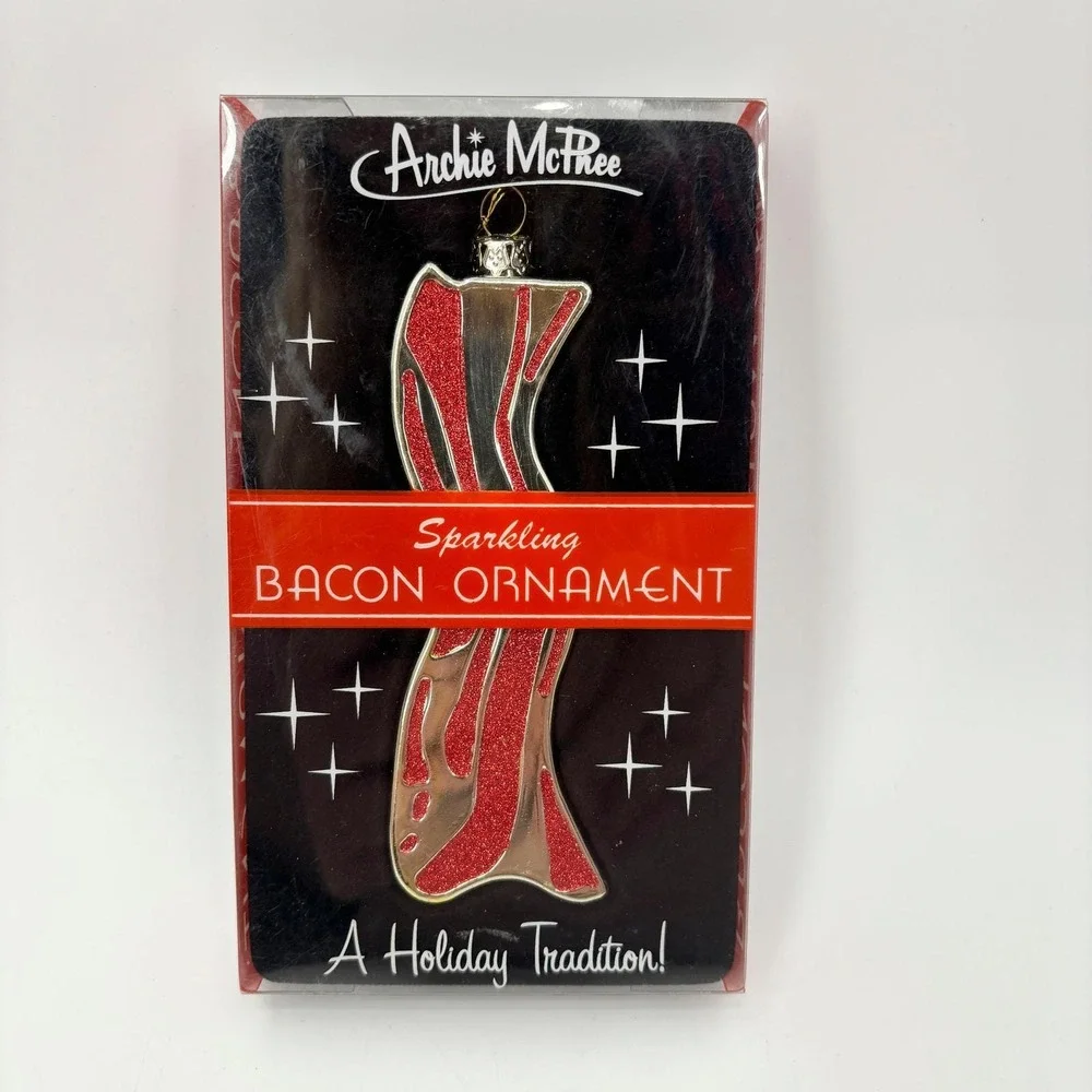 Lot of 5 Christmas Ornaments Bacon, Nativity, Santa Log, S'mores, Laser-Cut Tree